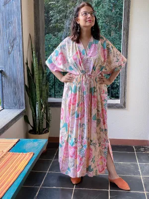 Whimsical Giggles V-Neck, Cinched Waist Ankle Length Kaftan