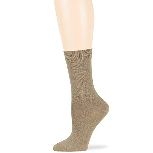Women's Cotton Dress Socks - 4 Pack Large - Solid Casual Crew Lightweight Business Sock Size 10-12 Shoe Size 8-12 L Khaki