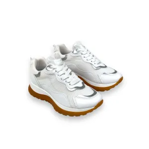 Women's Sedf White Mesh Lace Up Summer Daily Walking Sports Sneaker 3 Cm